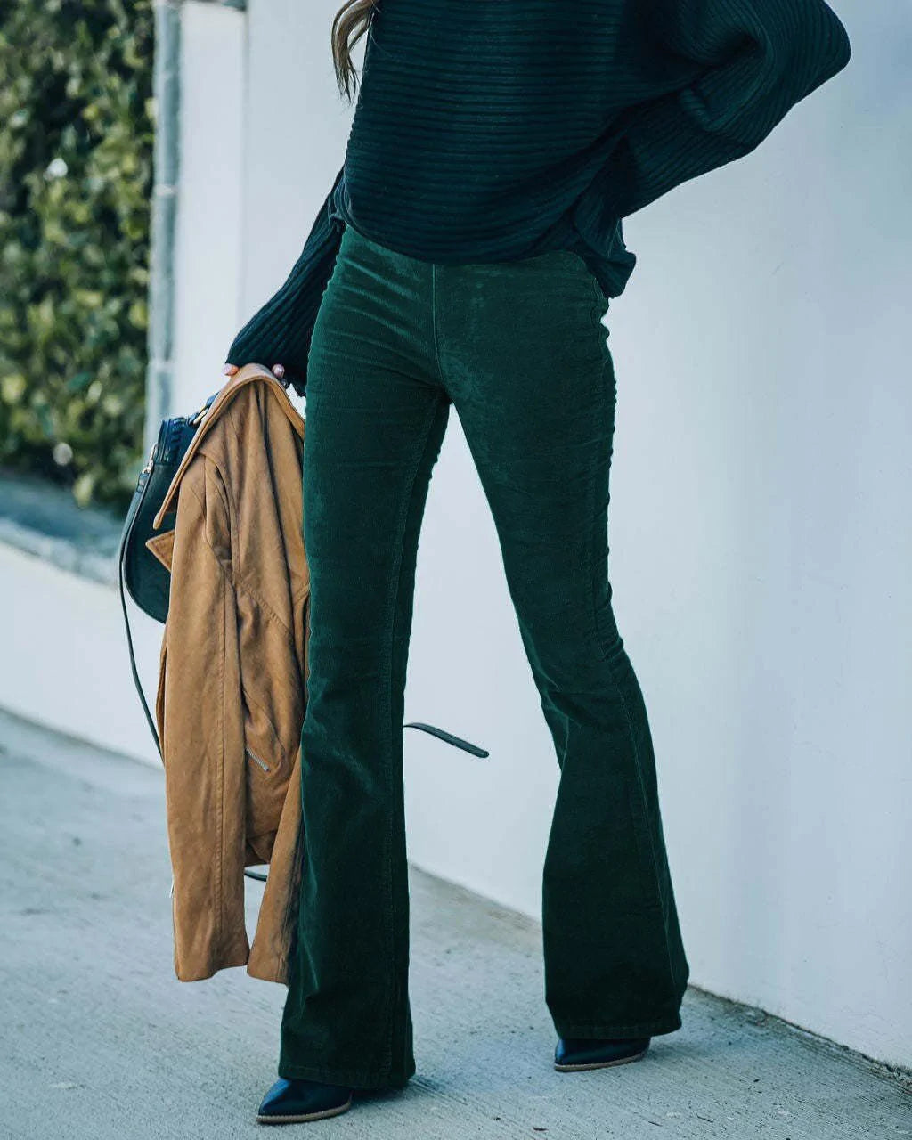 Pantalon évasé taille haute extensible pour toutes saisons