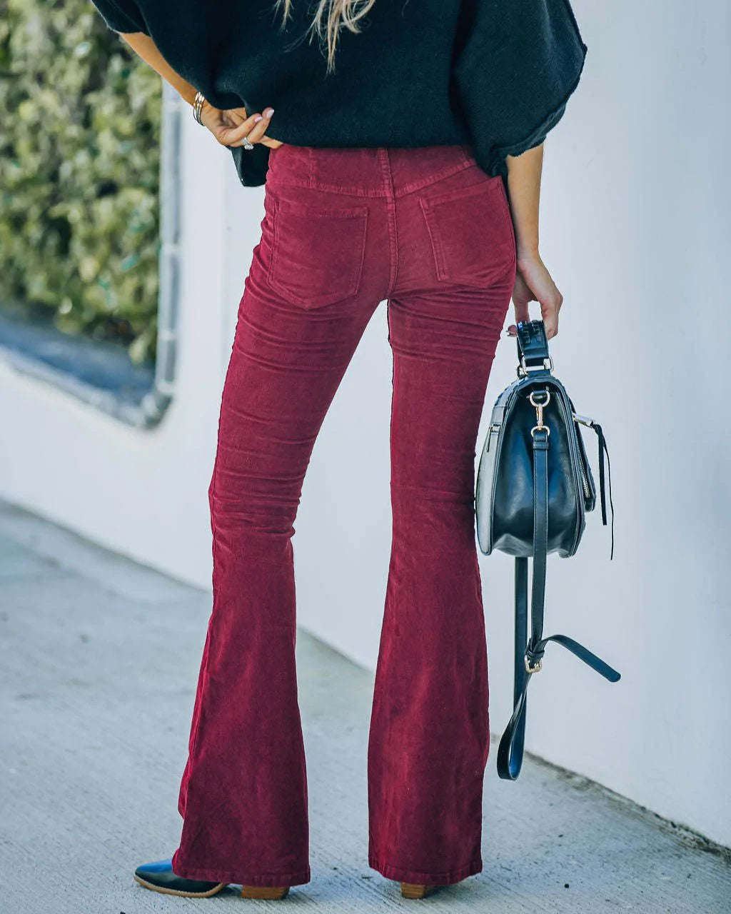 Pantalon évasé taille haute extensible pour toutes saisons