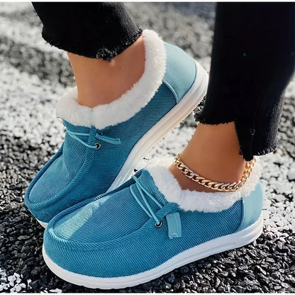 Women's Velvet Lace-Up Boots with Round Toe