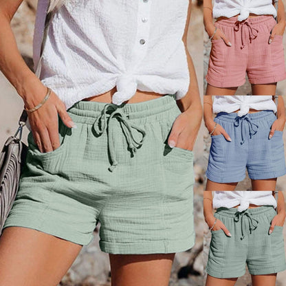 Short Décontracté pour Femme – Tissu Léger et Taille Élastique à Cordon