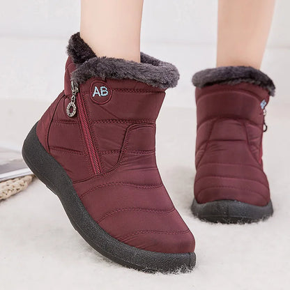 Women's Casual Furry Round Toe Ankle Boots