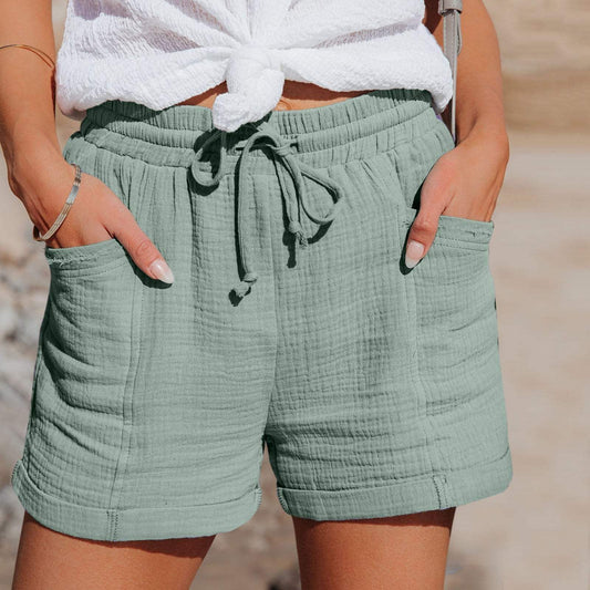 Short Décontracté pour Femme – Tissu Léger et Taille Élastique à Cordon