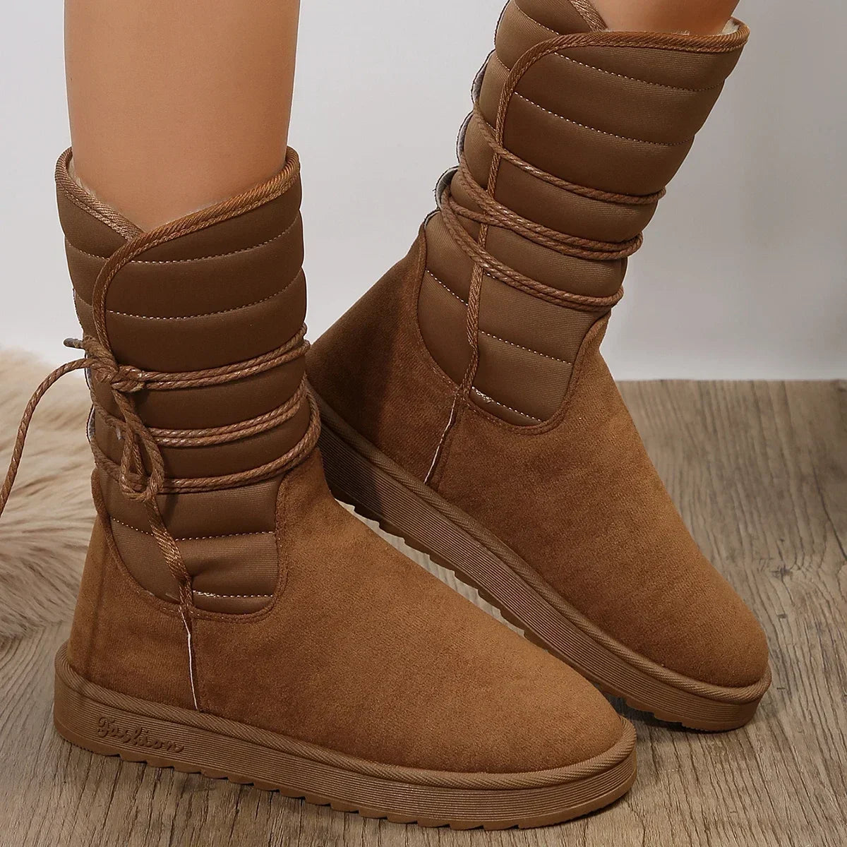 Women's Bottes à Lacets avec Doublure en Fausse Fourrure