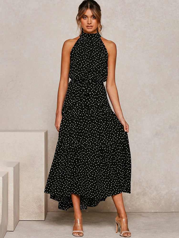 Maya Robe midi à Pois et Taille nouée