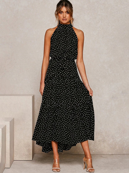 Maya Robe midi à Pois et Taille nouée