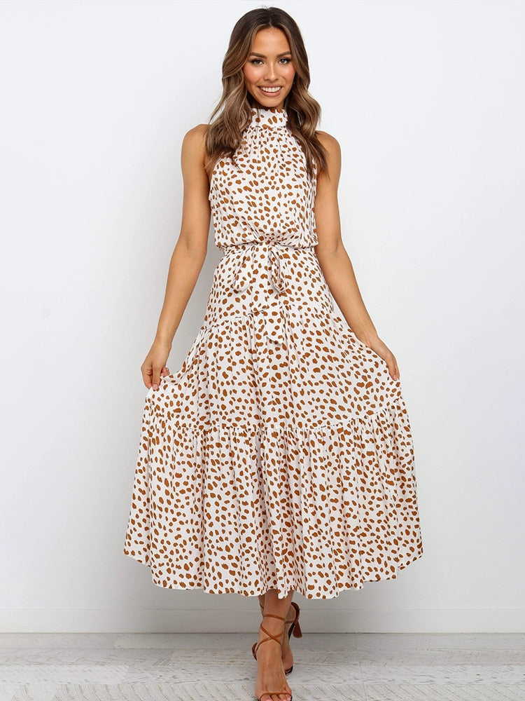 Maya Robe midi à Pois et Taille nouée