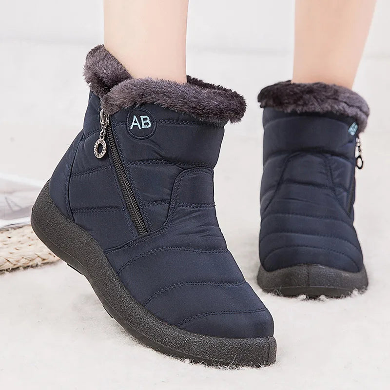 Women's Casual Furry Round Toe Ankle Boots