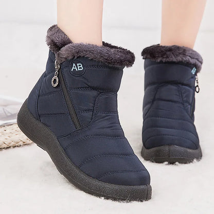 Women's Casual Furry Round Toe Ankle Boots