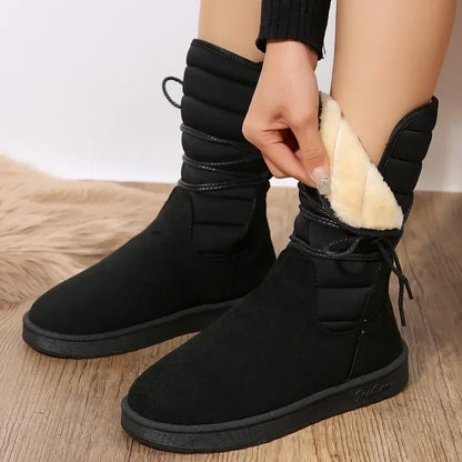 Women's Lace-Up Boots with Faux Fur Lining