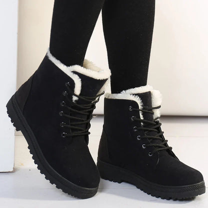Women's Plush-Lined Boots with Small Heel