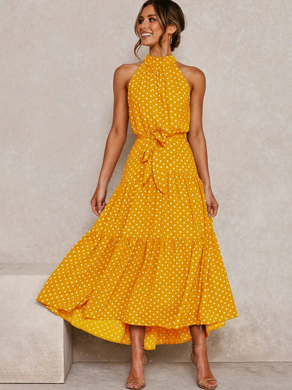 Maya Robe midi à Pois et Taille nouée