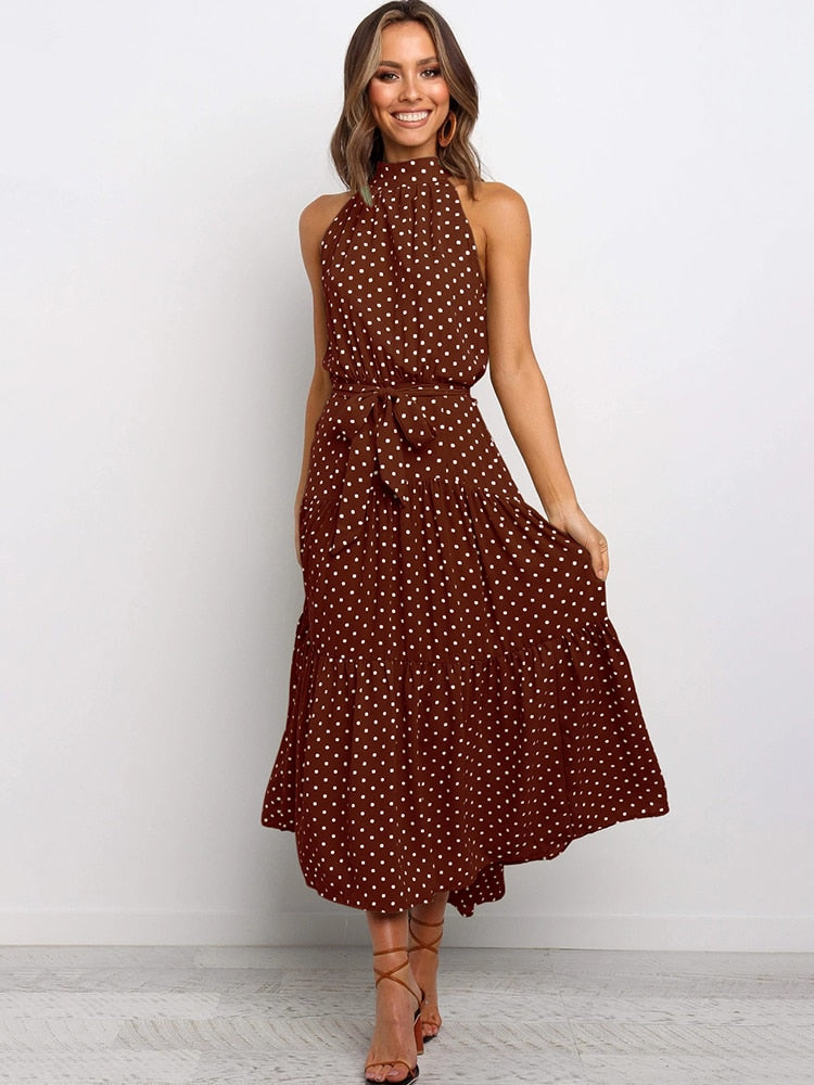 Maya Robe midi à Pois et Taille nouée