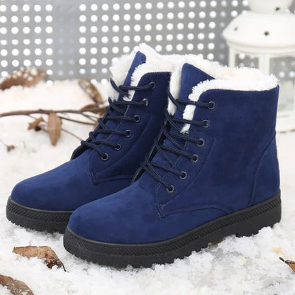 Women's Lace-Up Boots with Thick Soles and Round Toes