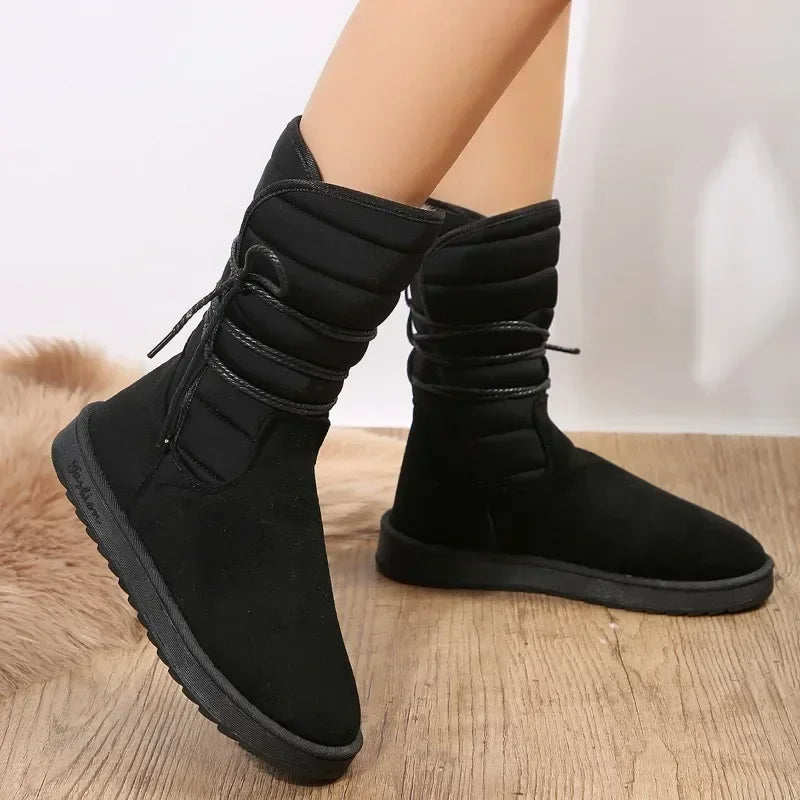 Women's Bottes à Lacets avec Doublure en Fausse Fourrure