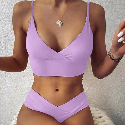 Women's High Waisted Push-Up Bikini with Ruffled Top