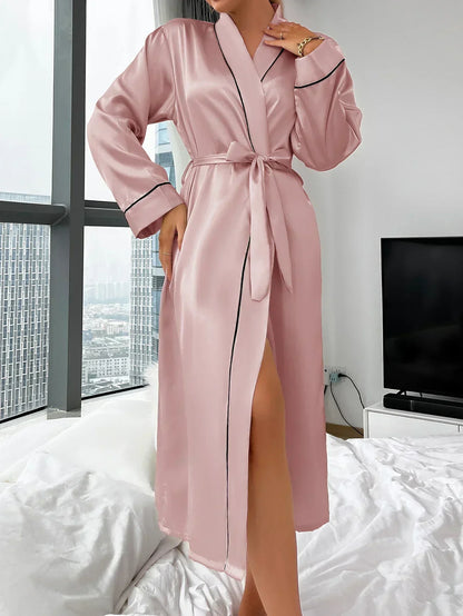 Kimono en Satin Doux pour Femmes – Peignoir Élégant et Léger