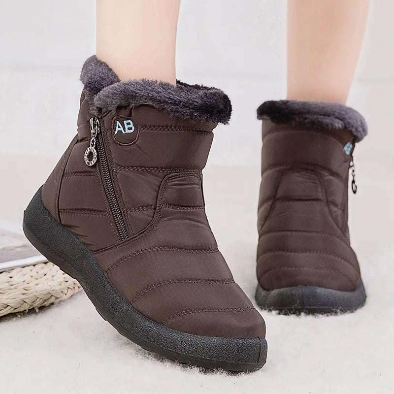 Women's Casual Furry Round Toe Ankle Boots
