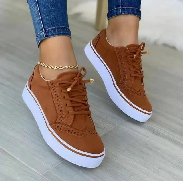 Womens Stylish Lace-Up Casual Sneakers