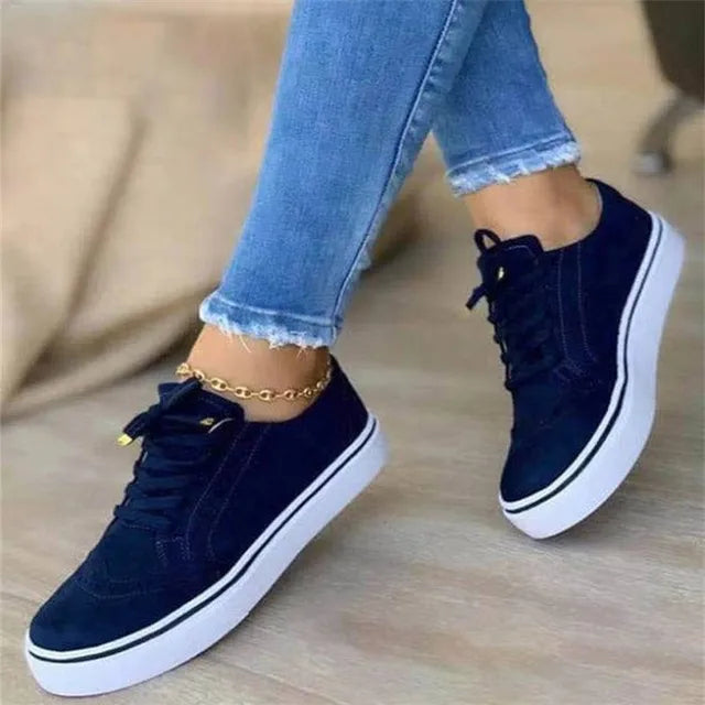 Womens Stylish Lace-Up Casual Sneakers