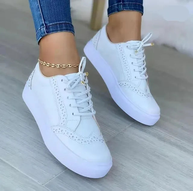 Womens Stylish Lace-Up Casual Sneakers