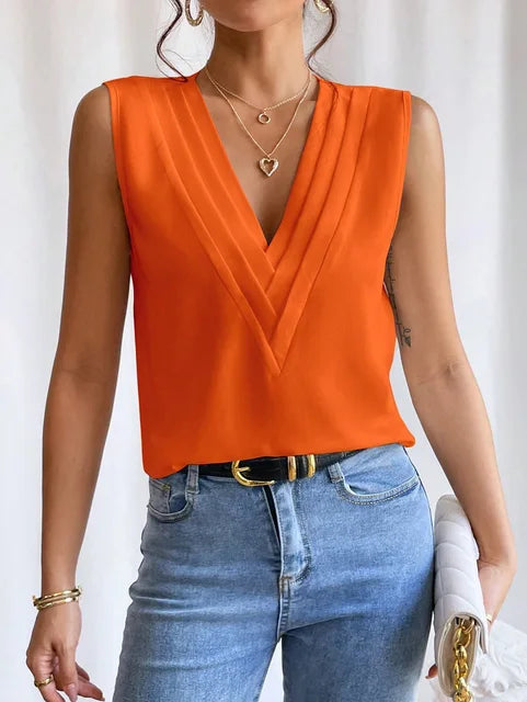 Blouse Femme Sans Manches – Coupe Ample, Style Décontracté, Parfaite pour l’Été