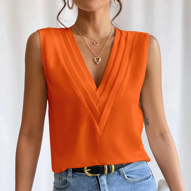 Blouse Femme Sans Manches – Coupe Ample, Style Décontracté, Parfaite pour l’Été