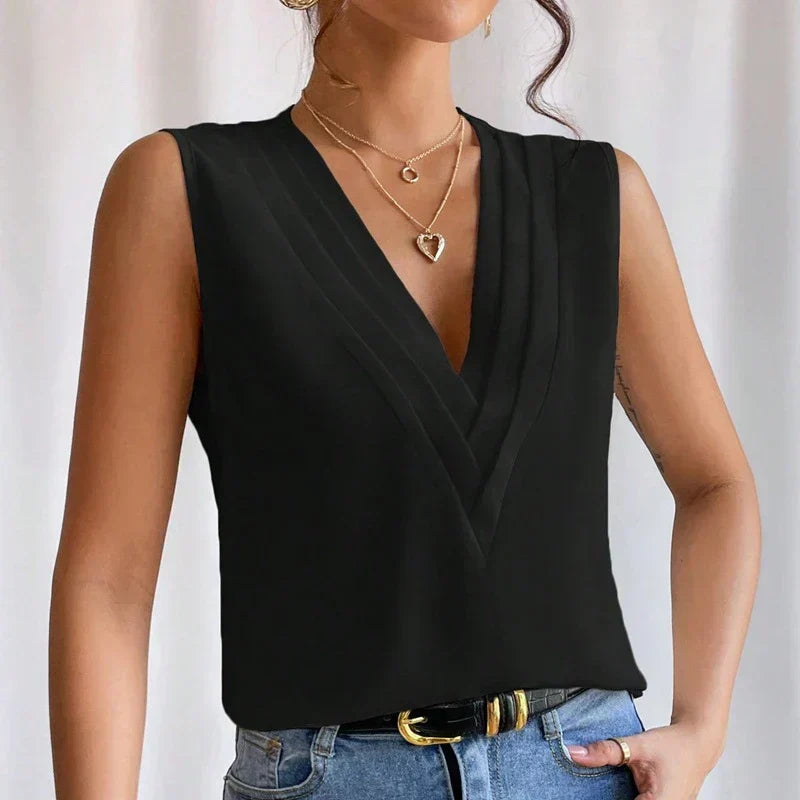 Blouse Femme Sans Manches – Coupe Ample, Style Décontracté, Parfaite pour l’Été