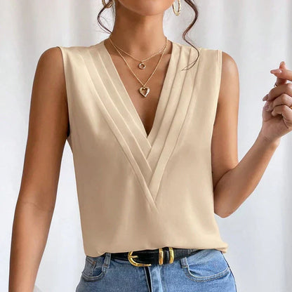 Blouse Femme Sans Manches – Coupe Ample, Style Décontracté, Parfaite pour l’Été