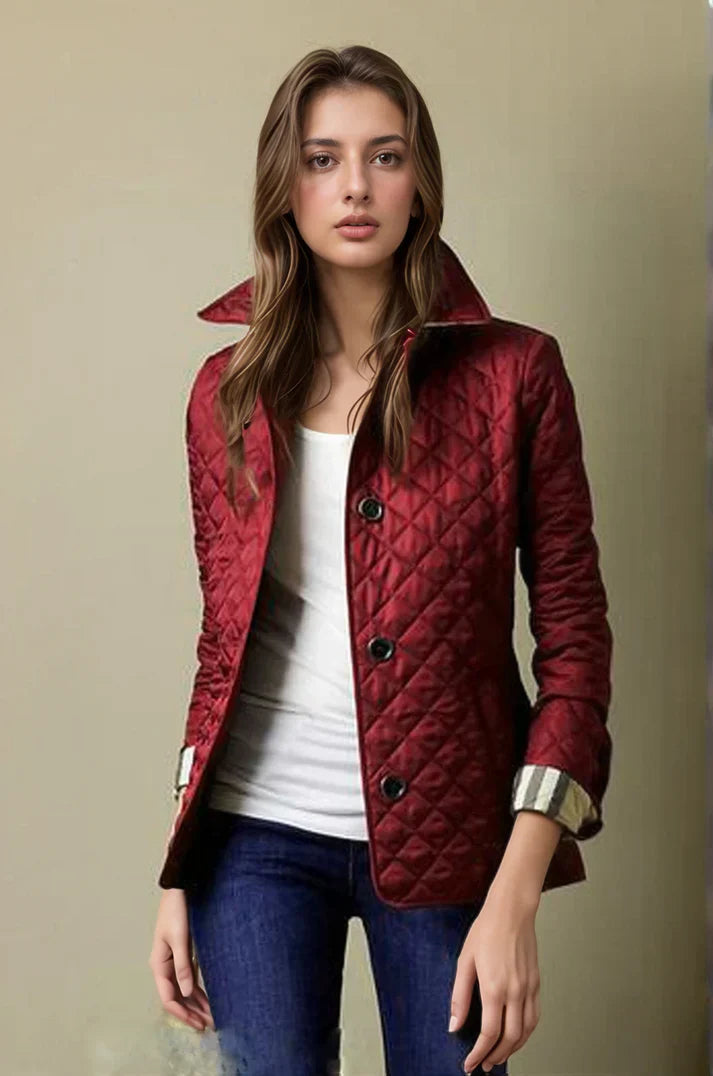 Femme Veste Matelassée Légère à Boutons Style Classique