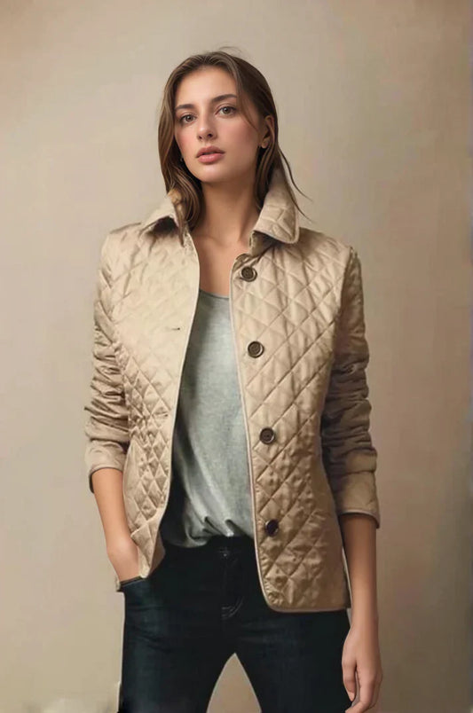 Femme Veste Matelassée Légère à Boutons Style Classique