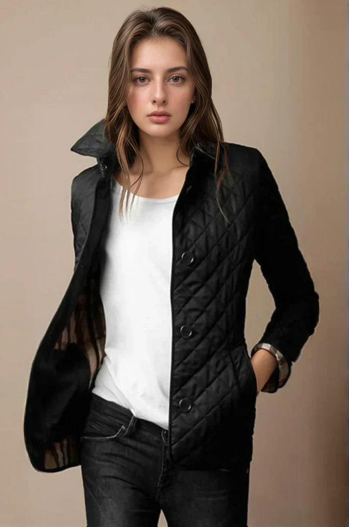 Femme Veste Matelassée Légère à Boutons Style Classique