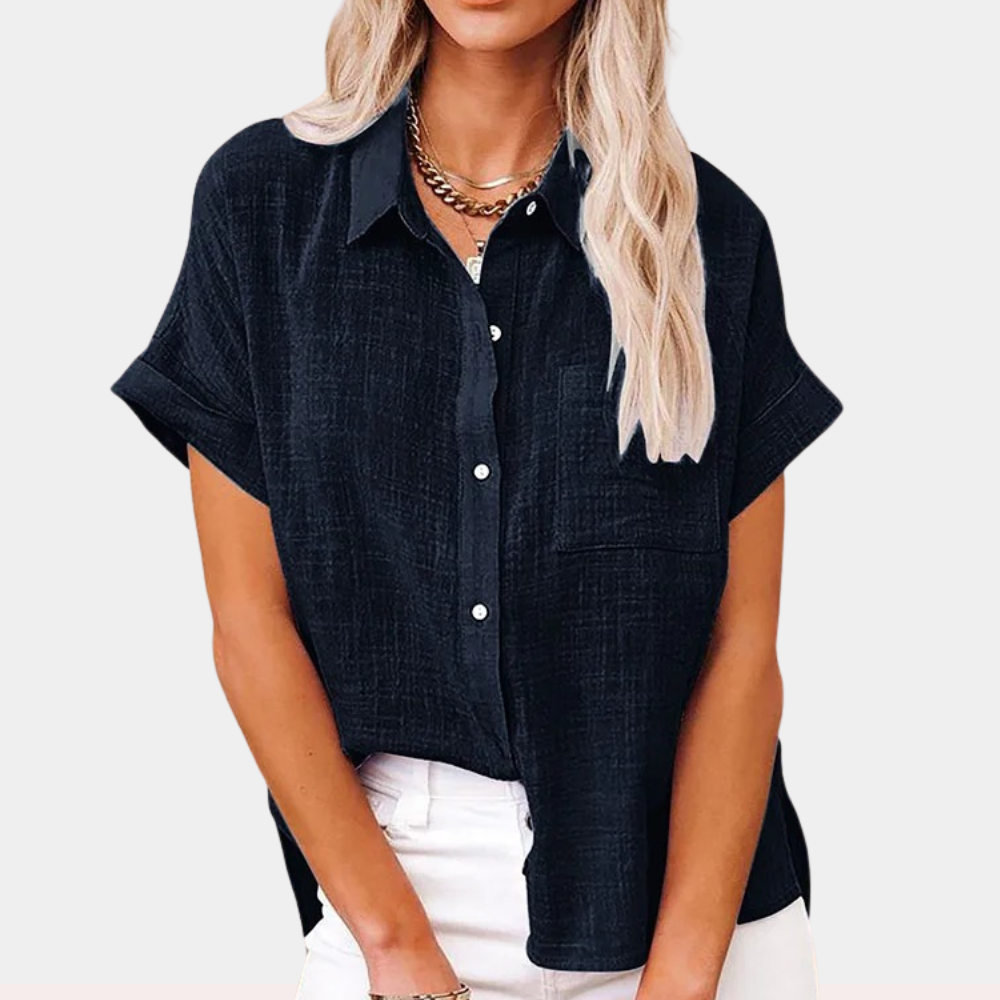 Clémence – Blouse d’Été en Tissu Naturel