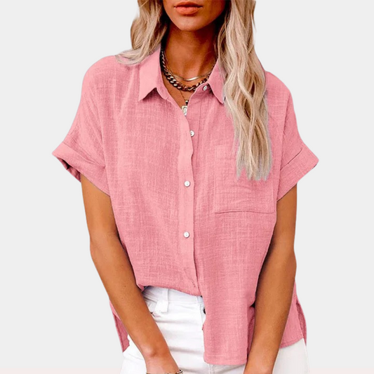 Clémence – Blouse d’Été en Tissu Naturel