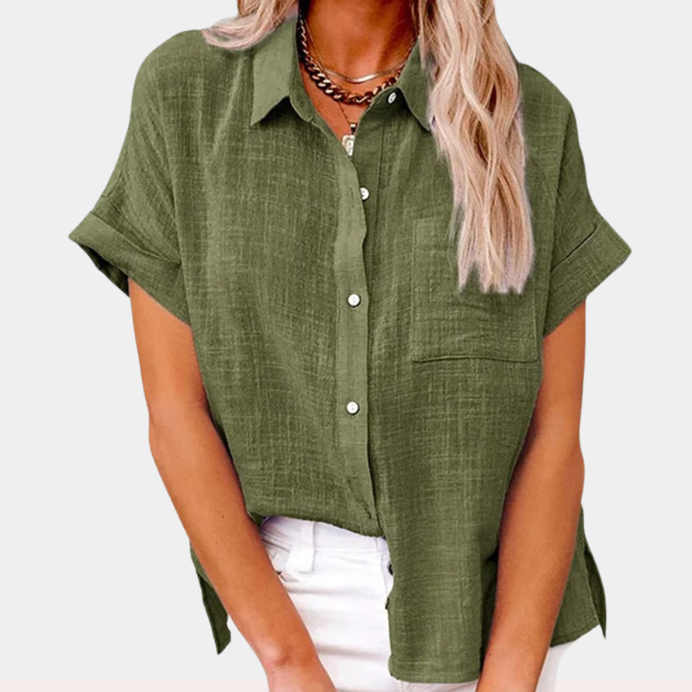 Clémence – Blouse d’Été en Tissu Naturel