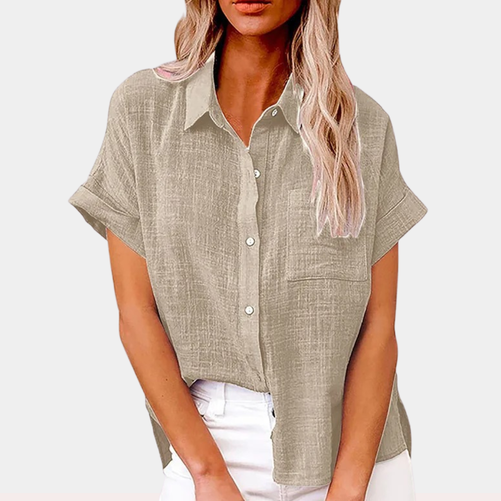 Clémence – Blouse d’Été en Tissu Naturel