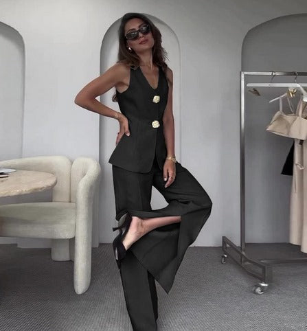 Ensemble Femme Léna – Blazer Structuré et Pantalon Taille Haute Deux Pièces