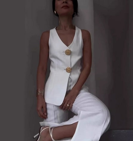 Ensemble Femme Léna – Blazer Structuré et Pantalon Taille Haute Deux Pièces