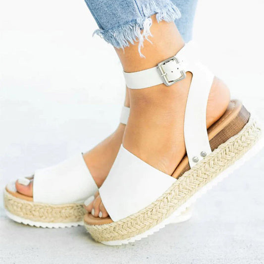 Sandales Plateformes pour Femmes – Semelle Espadrille et Bride Cheville Réglable