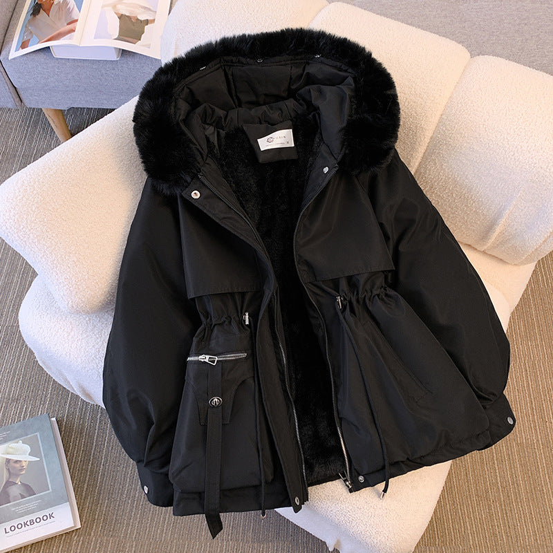 Femme Manteau Hiver Élégant à Capuche en Fausse Fourrure