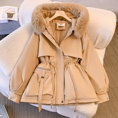 Femme Manteau Hiver Élégant à Capuche en Fausse Fourrure