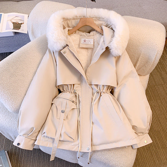 Femme Manteau Hiver Élégant à Capuche en Fausse Fourrure