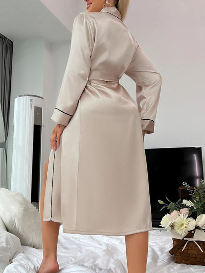 Kimono en Satin Doux pour Femmes – Peignoir Élégant et Léger