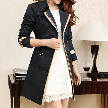 Trench Long pour Femmes à Coupe Slim et Double Boutonnage