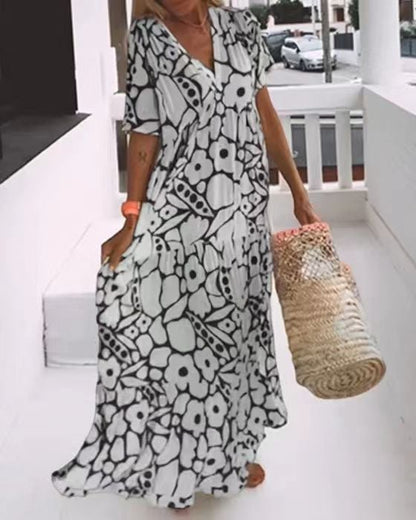 Women's Summer Print Flowy Midi Dress