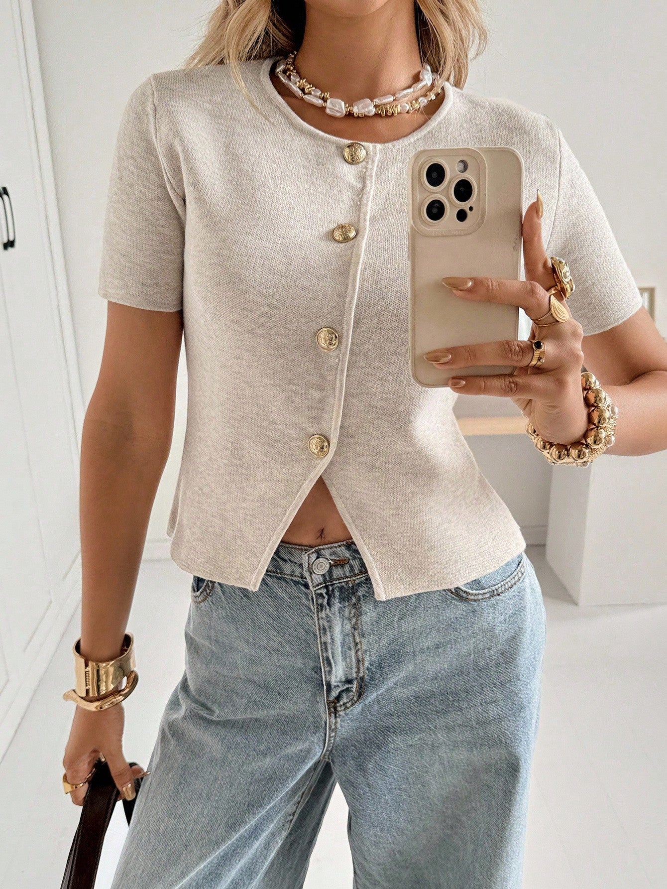 Women's Casual Knit Cardigan – Soft Short Sleeve Button Front Sweater