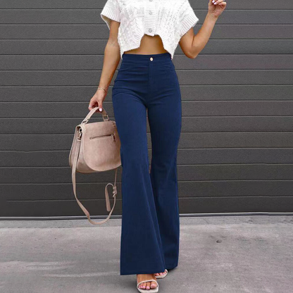 Pantalon évasé taille haute style vintage pattes d’éléphant