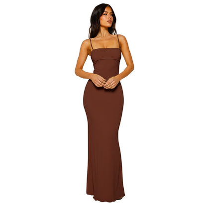 Robe Longue Femme Près du Corps Dos Nu pour Soirée Élégante