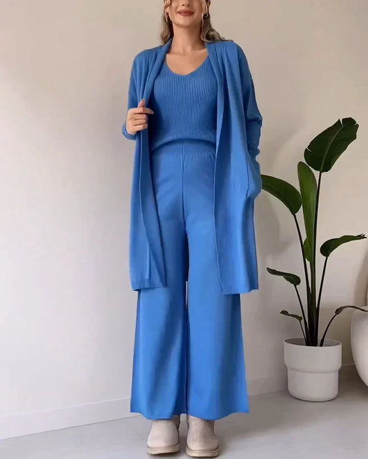 Elegant Women's Three Piece Set - Sleeveless Top, Midi Dress and Suit Jacket
