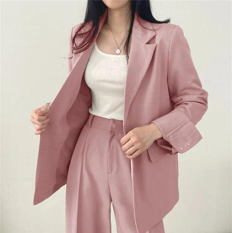 Women's Suit – Oversized Blazer and High Waisted Trousers – Slim Fit Casual Chic Style