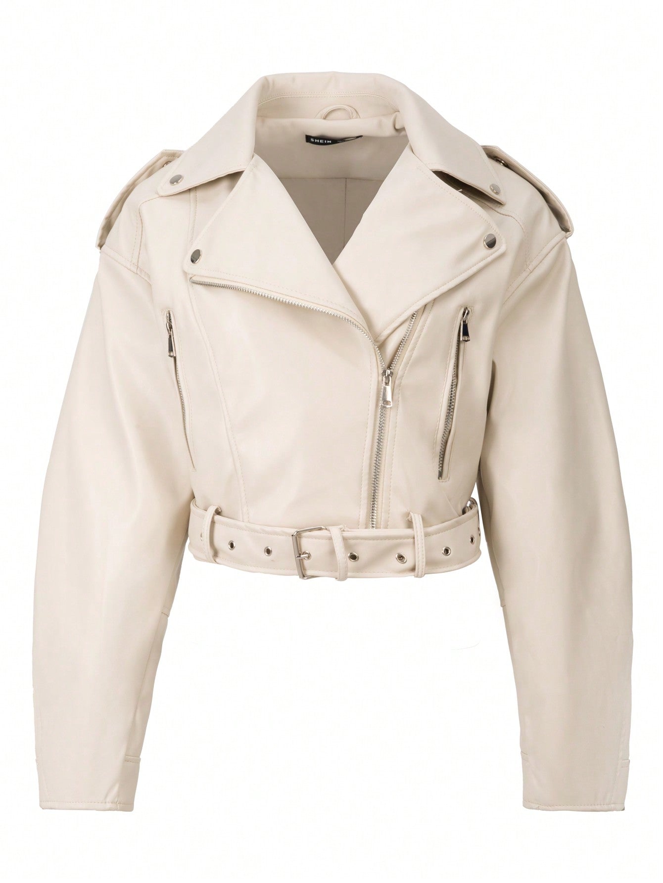 Women’s Street Moto Faux Leather Jacket – Cropped Zip Biker Coat